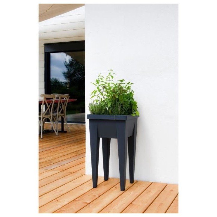 EDA Espace Potager Veg&Table URBAN - L38,5 x P38,5 x H68 cm - 4 bouchons d'évacuation - Anthracite EDA Espace Potager Veg&Table URBAN - L38,5 x P38,5 x H68 cm - 4 bouchons d'évacuation - Anthracite