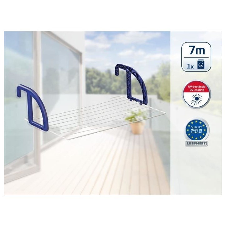 Séchoir a linge suspendu Leifheit 70 Classic 83056, séchoir express pour balcon et radiateur avec 7m d'étendage, suspension r Séchoir a linge suspendu Leifheit 70 Classic 83056, séchoir express pour balcon et radiateur avec 7m d'étendage, suspension r