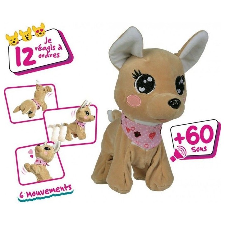 Peluche interactive - Chi Chi Love Baby Boo - 30 cm - Jouet interactif - Marron et rose - Mixte - 3 ans+ Peluche interactive - Chi Chi Love Baby Boo - 30 cm - Jouet interactif - Marron et rose - Mixte - 3 ans+