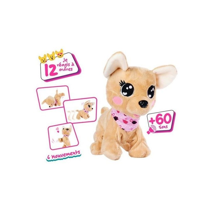 Peluche interactive - Chi Chi Love Baby Boo - 30 cm - Jouet interactif - Marron et rose - Mixte - 3 ans+ Peluche interactive - Chi Chi Love Baby Boo - 30 cm - Jouet interactif - Marron et rose - Mixte - 3 ans+