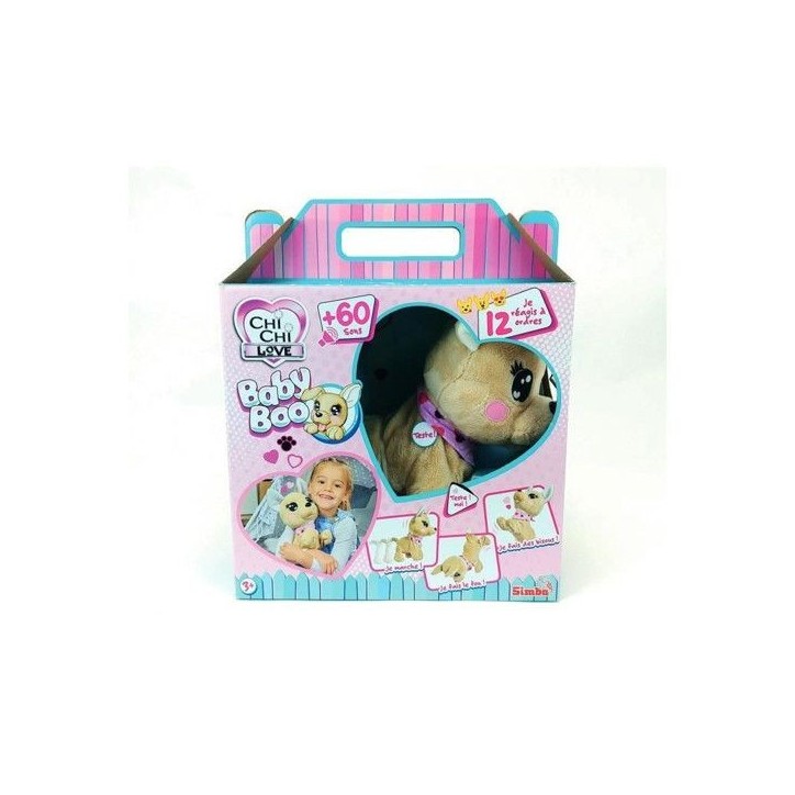 Peluche interactive - Chi Chi Love Baby Boo - 30 cm - Jouet interactif - Marron et rose - Mixte - 3 ans+ Peluche interactive - Chi Chi Love Baby Boo - 30 cm - Jouet interactif - Marron et rose - Mixte - 3 ans+
