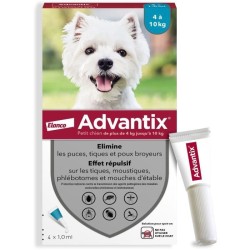ADVANTIX Chien Solution Antiparasitaire Petite Race 4 a 10kg 4 pipette
