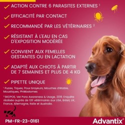 ADVANTIX Chien Solution Antiparasitaire Petite Race 4 a 10kg 4 pipette