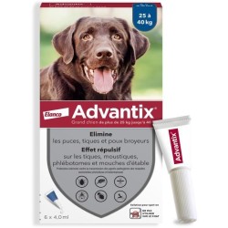 ADVANTIX Chien Solution Antiparasitaire Grande Race 25 a 40kg 6 pipett