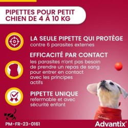 Advantix Chien Solution Antiparasitaire Petite Race 4 a 10kg 6 pipette
