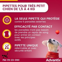 ADVANTIX Chien Solution Antiparasitaire Tres Petite Race 1,5 a 4kg 6 p