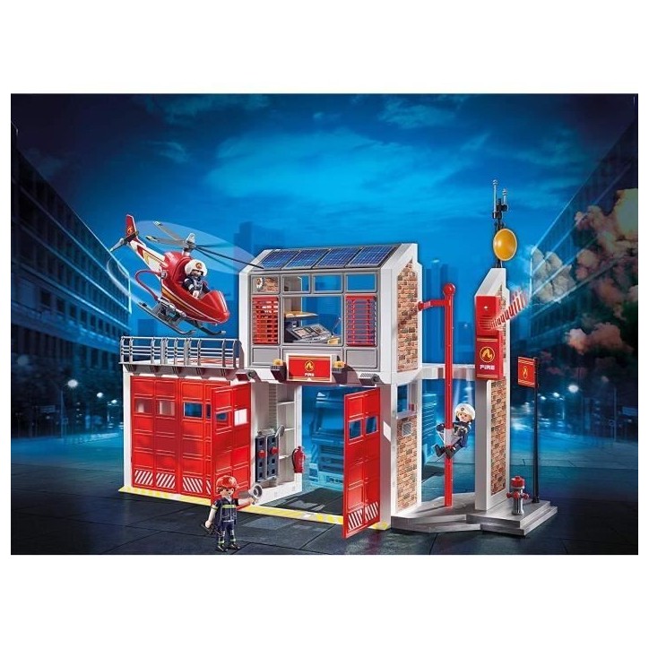 PLAYMOBIL 9462 Caserne de pompiers avec hélicoptere, City Action, Mixte, Pour enfant des 4 ans