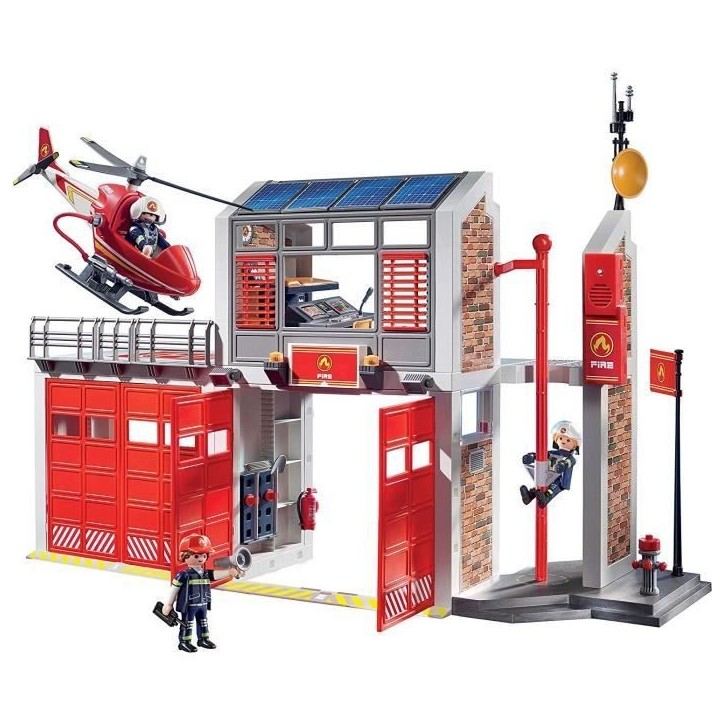 PLAYMOBIL 9462 Caserne de pompiers avec hélicoptere, City Action, Mixte, Pour enfant des 4 ans