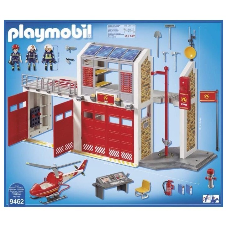 PLAYMOBIL 9462 Caserne de pompiers avec hélicoptere, City Action, Mixte, Pour enfant des 4 ans