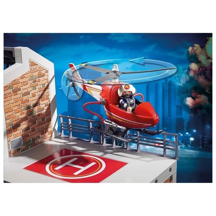 PLAYMOBIL 9462 Caserne de pompiers avec hélicoptere, City Action, Mixte, Pour enfant des 4 ans