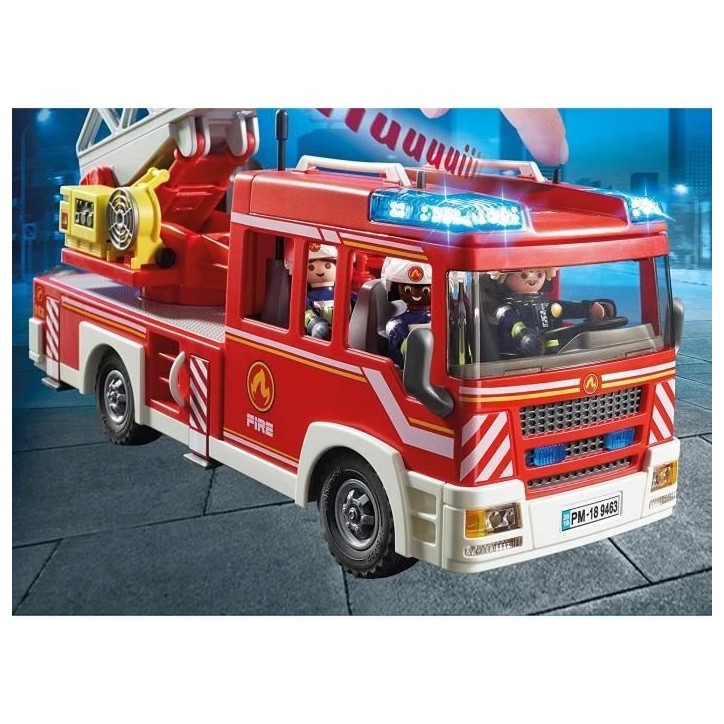 PLAYMOBIL 9463 Camion de pompiers, Avec échelle pivotante, City Action, des 4 ans