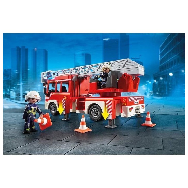 PLAYMOBIL 9463 Camion de pompiers, Avec échelle pivotante, City Action, des 4 ans