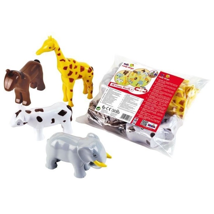 Animaux magnétiques - KLEIN - 0071 - 4 grands animaux Funny Puzzle, sachet - 16 pieces - Des 12 mois