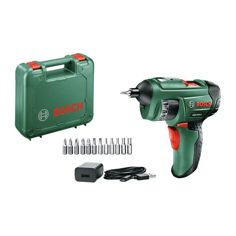 Visseuse sans fil Bosch - PSR Select (Batterie 3,6V - 1,5Ah intégrée Visseuse sans fil Bosch - PSR Select (Batterie 3,6V - 1,5Ah intégrée