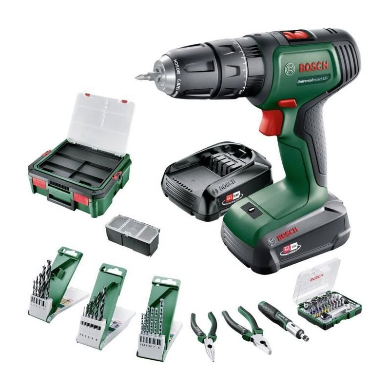 Perceuse Visseuse UniversalImpact 18V (1x1 ,5Ah/1x 2,5Ah) + 46AC set + Perceuse Visseuse UniversalImpact 18V (1x1 ,5Ah/1x 2,5Ah) + 46AC set +