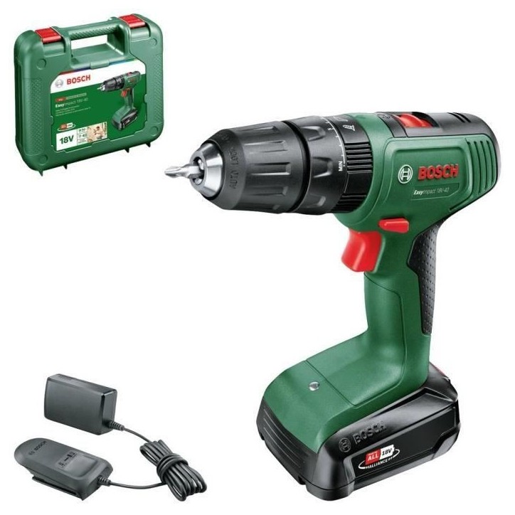 Perceuse visseuse a percussion Bosch EasyImpact 18V40 + (1xbatterie 2,0Ah) + chargeur AL18V-20 in carrying case