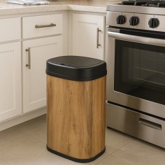 Poubelle de cuisine automatique - MAJESTIC - KITCHEN MOVE - 58 L - Bois - Acier inox avec cerclage