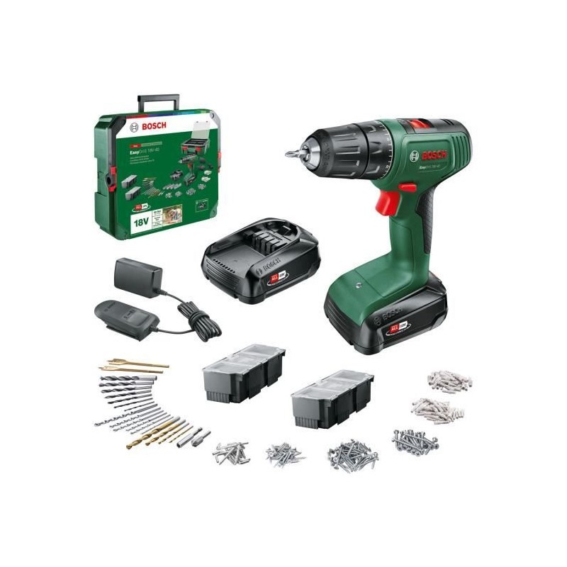 Perceuse visseuse Bosch EasyDrill 18V 40 + 2 batteries 18V 1,5Ah + Sys Perceuse visseuse Bosch EasyDrill 18V 40 + 2 batteries 18V 1,5Ah + Sys