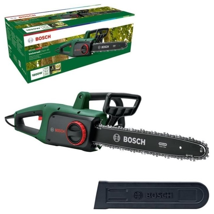 Tronçonneuse Bosch - UniversalChain 35 (1 800 W, longueur de coupe 35cm , vitesse de chaîne : 12 m/s)