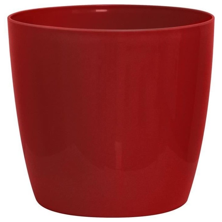 Cache-pot brillant - GARDEN ID - Shiny Rouge avec roulettes - 30 x 27 cm - Aspect céramique - Étanche - Déplacement aisé