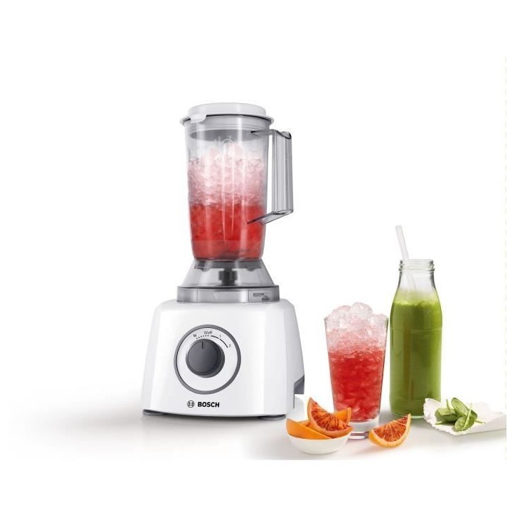 Robot multifonctions BOSCH MultiTalent3 - Blanc - 800 W - 2 vitesses et pulse - Bol mélangeur 2,3 L - Bol mixeur 1 L - 2 disque