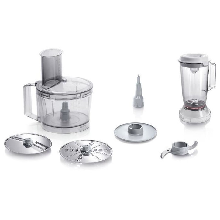 Robot multifonctions BOSCH MultiTalent3 - Blanc - 800 W - 2 vitesses et pulse - Bol mélangeur 2,3 L - Bol mixeur 1 L - 2 disque