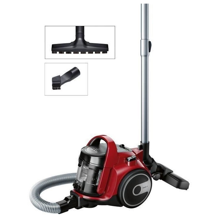 BOSCH BGC05AAA2 Cleann'n aspirateur sans sac rouge - 78 dB - 28 kWh/an - (h)epa - 9m - 1,5L - brosse universelle - brosse parque BOSCH BGC05AAA2 Cleann'n aspirateur sans sac rouge - 78 dB - 28 kWh/an - (h)epa - 9m - 1,5L - brosse universelle - brosse parque