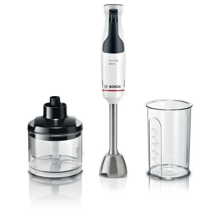 Mixeur plongeant - BOSCH - MSM4W220 ErgoMaster - Moteur 600W - 4 lames QuattroBlade - Levier vitesses a gachette + turbo Mixeur plongeant - BOSCH - MSM4W220 ErgoMaster - Moteur 600W - 4 lames QuattroBlade - Levier vitesses a gachette + turbo