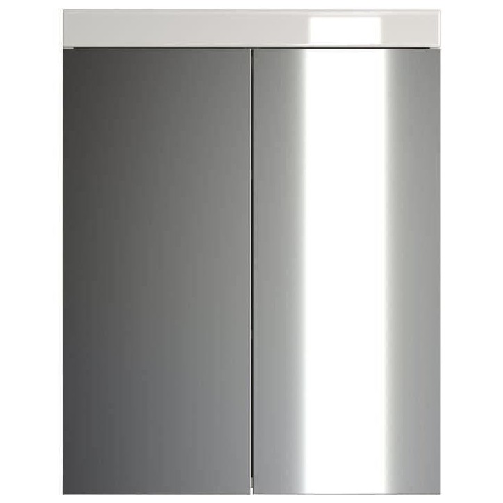 Meuble de salle de bain - Armoire de toilette - Miroir - 2 portes - Blanc - L60 x P17 x H77cm - AMANDA Meuble de salle de bain - Armoire de toilette - Miroir - 2 portes - Blanc - L60 x P17 x H77cm - AMANDA