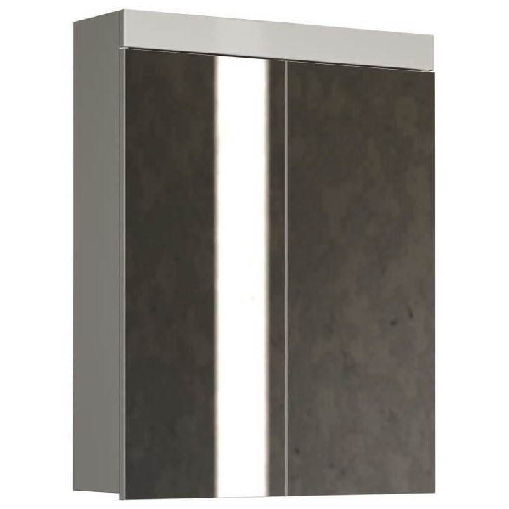 Meuble de salle de bain - Armoire de toilette - Miroir - 2 portes - Blanc - L60 x P17 x H77cm - AMANDA Meuble de salle de bain - Armoire de toilette - Miroir - 2 portes - Blanc - L60 x P17 x H77cm - AMANDA