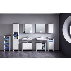 Meuble de salle de bain - rangement bas - Blanc -L32 x H82 x P28 cm -