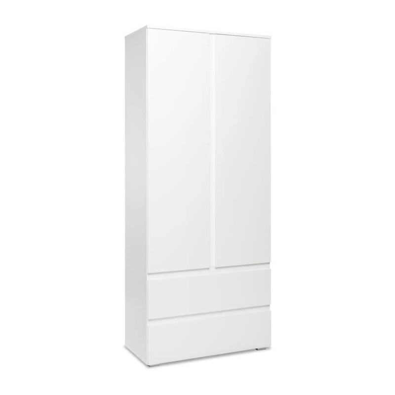 Armoire IMAGE7 - 2 portes + 2 tiroirs - Blanc Mat - L80 x H191 x P40 c