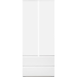 Armoire IMAGE7 - 2 portes + 2 tiroirs - Blanc Mat - L80 x H191 x P40 c