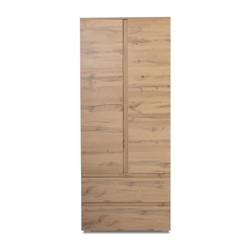 Armoire IMAGE 7 - Décor chene - 2 portes + 2 tiroirs - L80 x H191 x P Armoire IMAGE 7 - Décor chene - 2 portes + 2 tiroirs - L80 x H191 x P