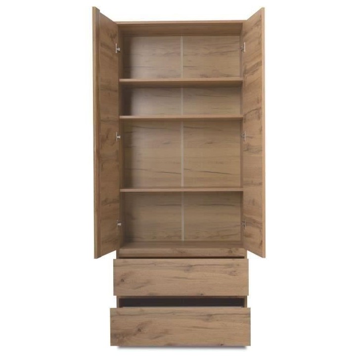 Armoire IMAGE 7 - Décor chene - 2 portes + 2 tiroirs - L80 x H191 x P40 cm Armoire IMAGE 7 - Décor chene - 2 portes + 2 tiroirs - L80 x H191 x P40 cm