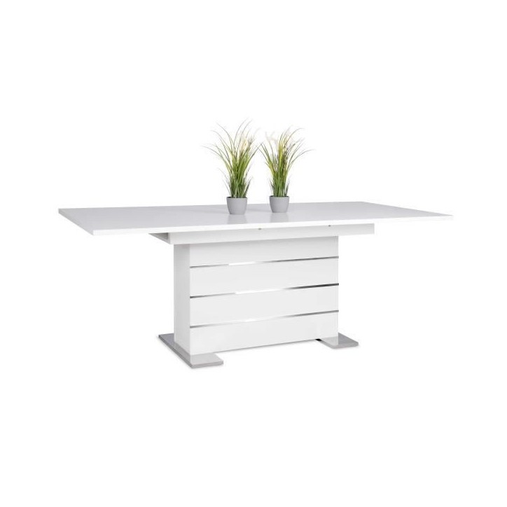 Table extensible 6-8 personnes - Rectangulaire - Panneaux de particules mélaminés- Mantova - Blanc et alu - L 160- 200 x P90 x Table extensible 6-8 personnes - Rectangulaire - Panneaux de particules mélaminés- Mantova - Blanc et alu - L 160- 200 x P90 x