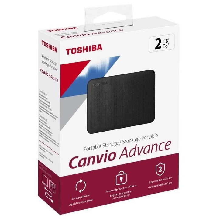 Disque dur externe TOSHIBA Canvio Advance USB 3.2 Gen 1 - 2 To - Noir Disque dur externe TOSHIBA Canvio Advance USB 3.2 Gen 1 - 2 To - Noir