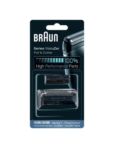 Cassette de rechange Braun 10B Series 1 pour rasoir - Recharge Grille + Couteaux - Noir