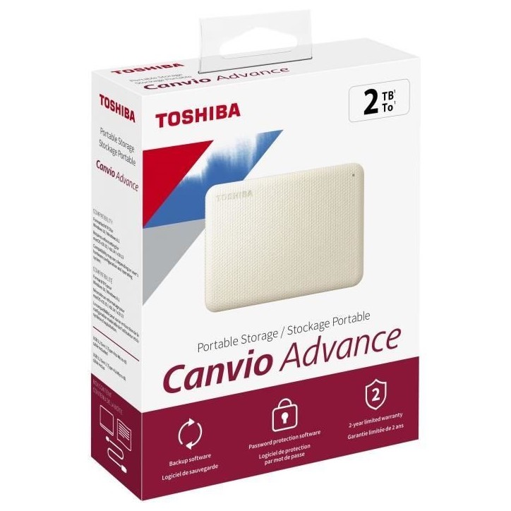 Disque dur externe - TOSHIBA - CANVIO ADVANCE - 2 To - Blanc - Logiciels de sécurité et sauvegarde inclus Disque dur externe - TOSHIBA - CANVIO ADVANCE - 2 To - Blanc - Logiciels de sécurité et sauvegarde inclus