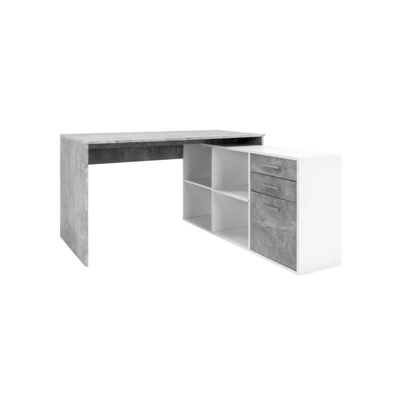 Bureau d'angle LONDON - Panneaux de particules - Décor béton structu Bureau d'angle LONDON - Panneaux de particules - Décor béton structu