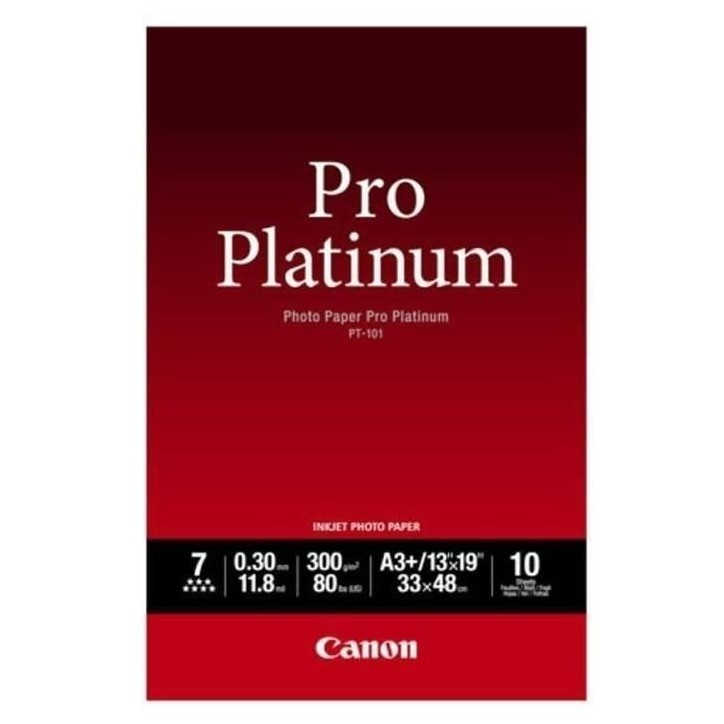 Papier photo CANON PT-101 Pro platinum 300g A3+ - 10 feuilles Papier photo CANON PT-101 Pro platinum 300g A3+ - 10 feuilles