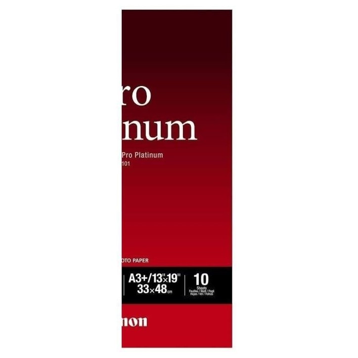 Papier photo CANON PT-101 Pro platinum 300g A3+ - 10 feuilles Papier photo CANON PT-101 Pro platinum 300g A3+ - 10 feuilles