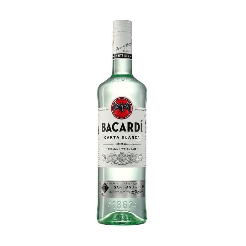 Rhum Bacardi Carta Blanca - Rhum blanc - Puerto Rico - 37,5%vol - 100c Rhum Bacardi Carta Blanca - Rhum blanc - Puerto Rico - 37,5%vol - 100c