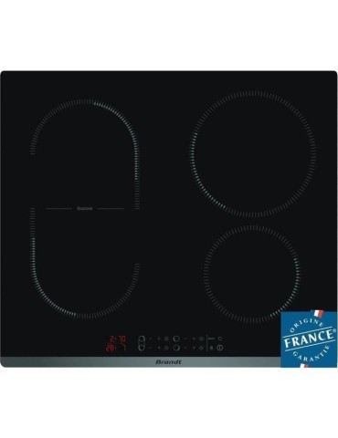 Table de cuisson induction BRANDT - 4 zones - L 58 x P51 cm - 3600 W - Revetement verre - Noir - CPI6400B