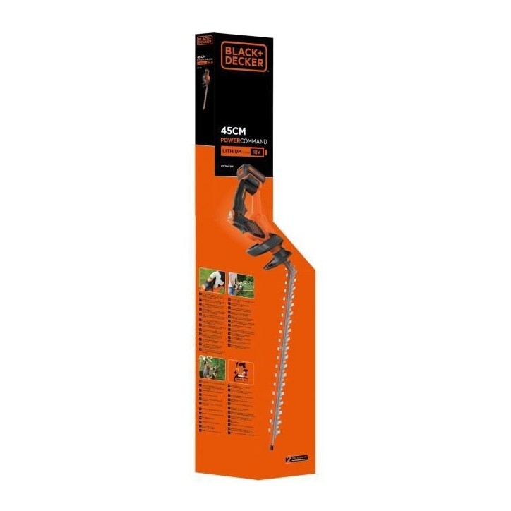 Taille-haies électrique sans fil + batterie 2Ah + chargeur - BLACK&DECKER - GTC18452PC-QW - 18V -Lame 45cm Taille-haies électrique sans fil + batterie 2Ah + chargeur - BLACK&DECKER - GTC18452PC-QW - 18V -Lame 45cm