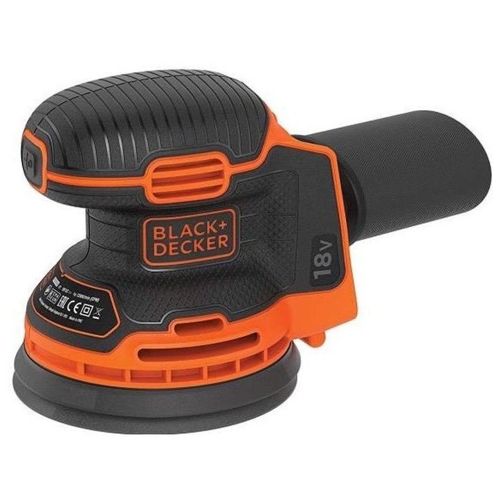 Ponceuse excentrique sans fil - BLACK+DECKER - BDCROS18N-XJ - 18V - 125mm - avec 3 abrasifs - sans batterie