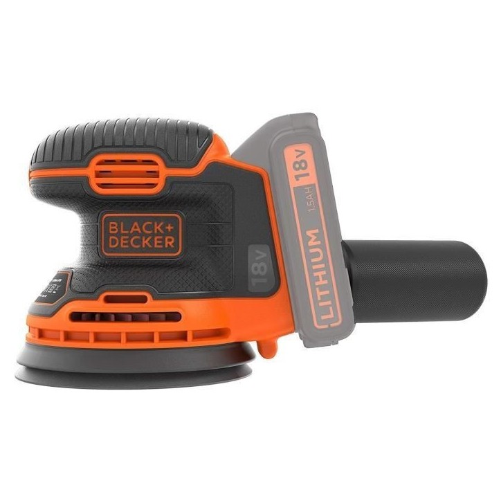 Ponceuse excentrique sans fil - BLACK+DECKER - BDCROS18N-XJ - 18V - 125mm - avec 3 abrasifs - sans batterie
