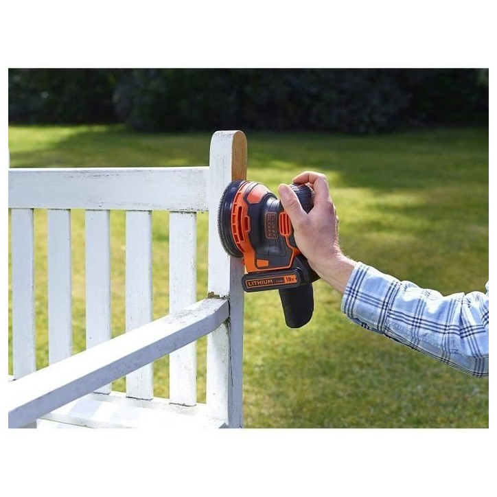 Ponceuse excentrique sans fil - BLACK+DECKER - BDCROS18N-XJ - 18V - 125mm - avec 3 abrasifs - sans batterie
