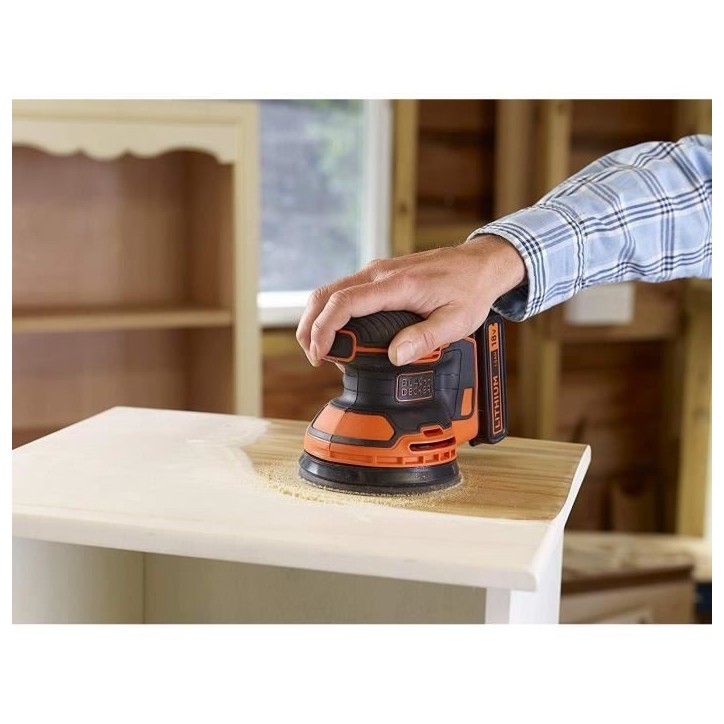 Ponceuse excentrique sans fil - BLACK+DECKER - BDCROS18N-XJ - 18V - 125mm - avec 3 abrasifs - sans batterie
