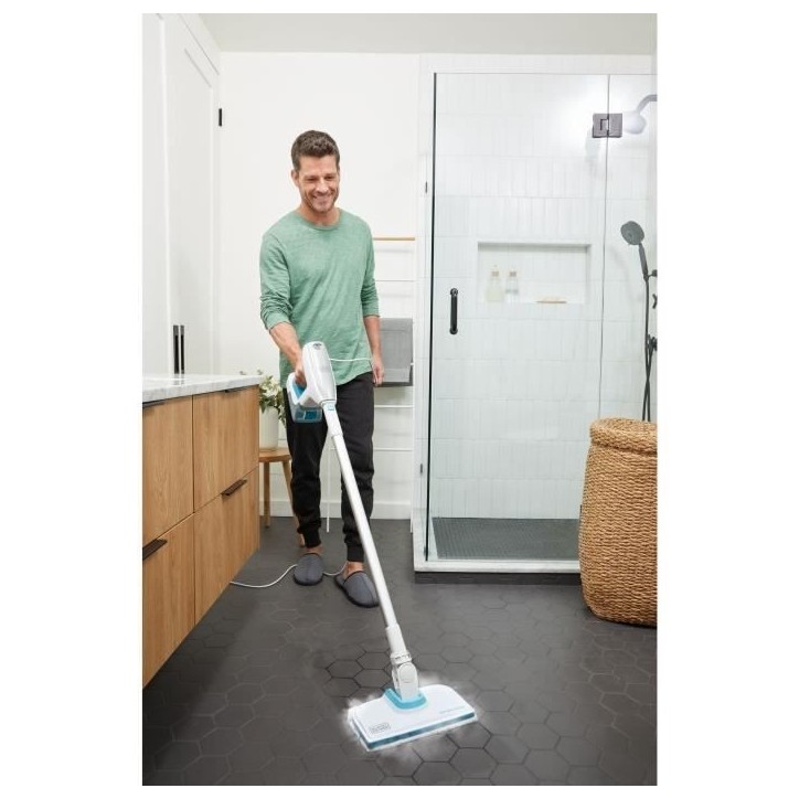 Balai vapeur multifonction - BLACK & DECKER - BHSM15FX08-QS - 1500 W - 8 accessoires - Blanc / Gris / Bleu